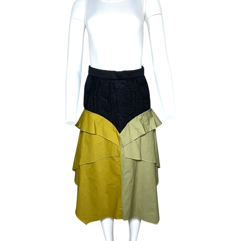 Andersson Bell Layered Midi Skirt in Black and Tan